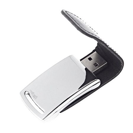 Флеш накопитель Shine, USB 2.0 32GB, металл/кожзам, серебро/черный 32GB