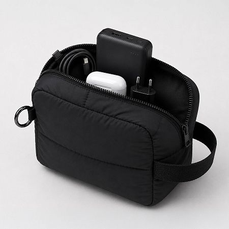 Несессер Superbag Bubble, стёганый, на молнии, с креплением на кольцо-карабин