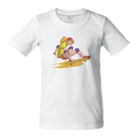 Футболка детская Skateboard, белая, размер 6 лет (106-116 см)
