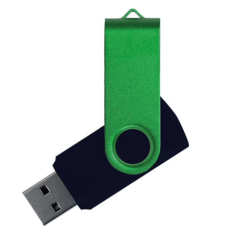 Флеш накопитель USB 2.0 Twister Сolor Mix 16GB, пластик Софт Тач/металл, черный/зеленый