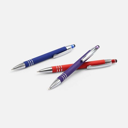 Ручка шариковая Sansen Soft Touch со стилусом, синяя