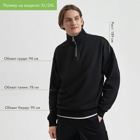 Толстовка на молнии унисекс Флоу (Flow), темно-синяя, размер 3XL/4XL
