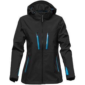 Куртка софтшелл женская Patrol, черная с синим, размер XXL