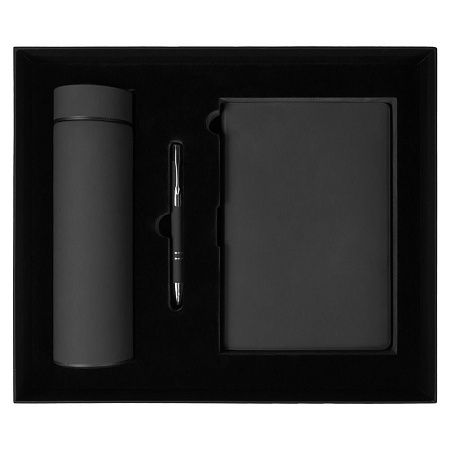Набор подарочный Solution Superior Trio (ежедневник Flexy Soft Touch Latte, термос Urban, ручка Urban), черный