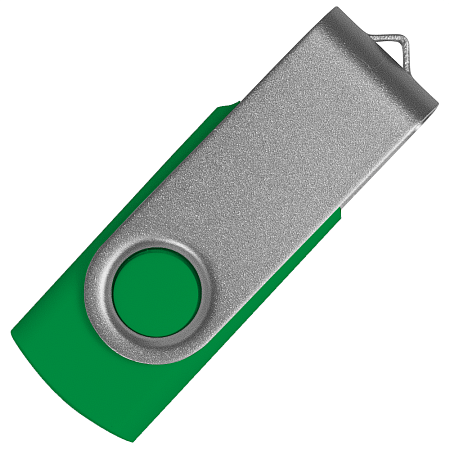 Флеш накопитель USB 2.0 Twister Сolor Mix 16GB, пластик Софт Тач/металл, зеленый/серебристый