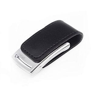 Флеш накопитель Shine, USB 2.0 64GB, металл/кожзам, серебро/черный