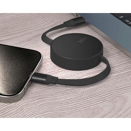 Кабель зарядный скоростной USB High Energy 2-в-1, Type-C ,  PD 240W , Quick Charge, черный