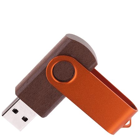 Флешка TWIST WOOD COLOR Темное дерево с оранжевым 4014.32.05.32ГБ3.0