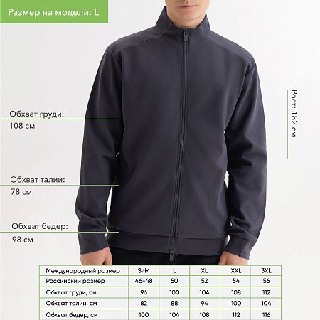 Толстовка на молнии Астин (Astin) антрацит, размер S/M