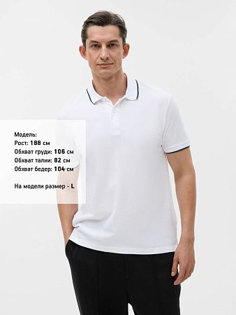 Рубашка поло унисекс Palermo, белая с темно-синим, размер XS
