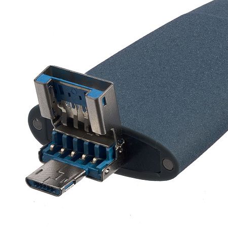Флешка Pebble Universal, USB 3.0, серо-синяя, 32 Гб