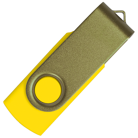 Флеш накопитель USB 2.0 Twister Сolor Mix 16GB, пластик Софт Тач/металл, желтый/оливковый