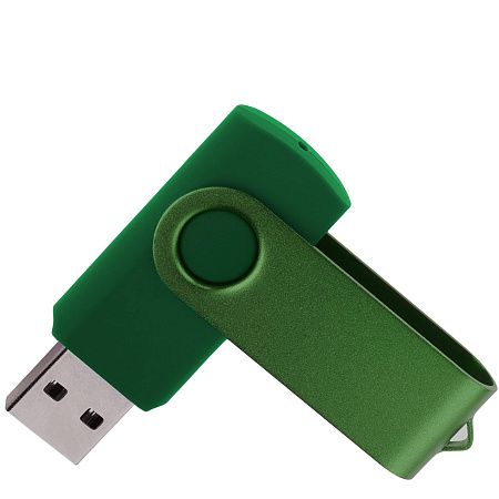 Флеш накопитель USB 2.0 Twister 64GB, пластик Софт Тач/металл, зеленый/зеленый