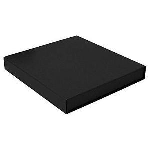 Подарочная коробка, размер 28,5х26,5х4 см, Solution Prestige Linen с магнитным клапаном, черная, с черным ложементом