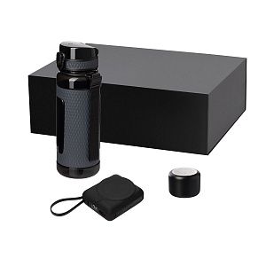 Подарочный набор Риттер, Пэшн, Вектор (Ritter, Passion, Vector), черный (внешний аккумулятор, колонка, бутылка)