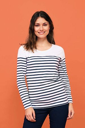 Футболка женская с длинным рукавом Matelot LSL Women, белая с синим, размер S