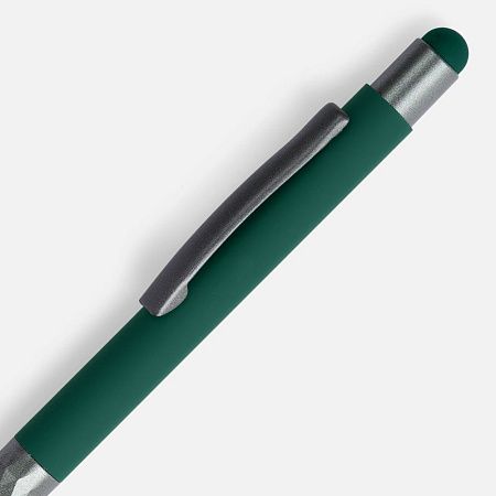 Ручка шариковая Digit Soft Touch со стилусом, зеленая