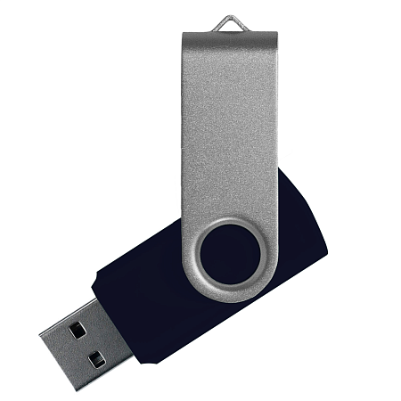 Флеш накопитель USB 2.0 Twister Сolor Mix 16GB, пластик Софт Тач/металл, черный/серебристый
