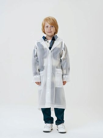Дождевик детский RainDrop Kids, белый, размер 8 лет (118-128 см)