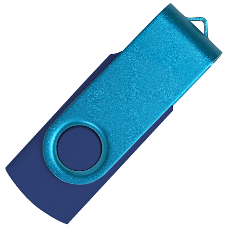 Флеш накопитель USB 2.0 Twister Сolor Mix 16GB, пластик Софт Тач/металл, темно-синий/голубой