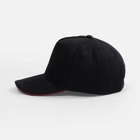 Бейсболка Classic 2.0, черная с красным кантом