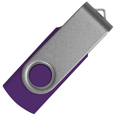 Флеш накопитель USB 2.0 Twister Сolor Mix 16GB, пластик Софт Тач/металл, фиолетовый/серебристый
