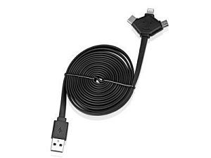USB-переходник «W Cable 3 в 1», цвет: черный