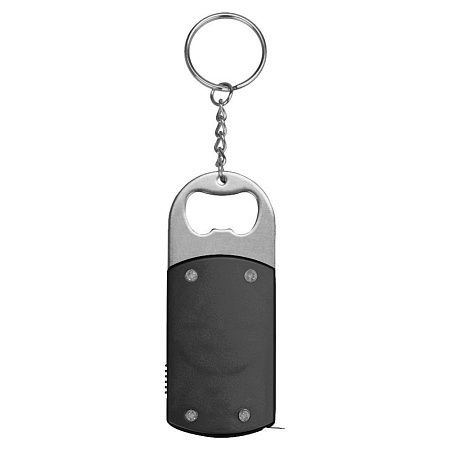 Брелок-открывашка с фонариком и рулеткой, 1 м, Tools Opener, черный