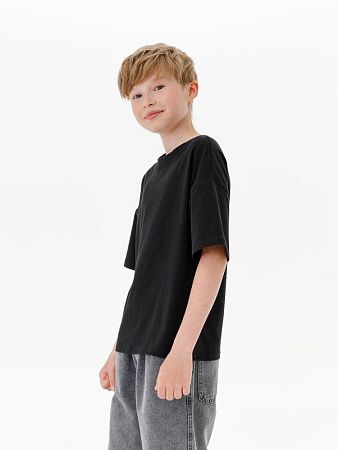 Футболка детская оверсайз Teezer, черная, размер 6 лет (110-116 см)